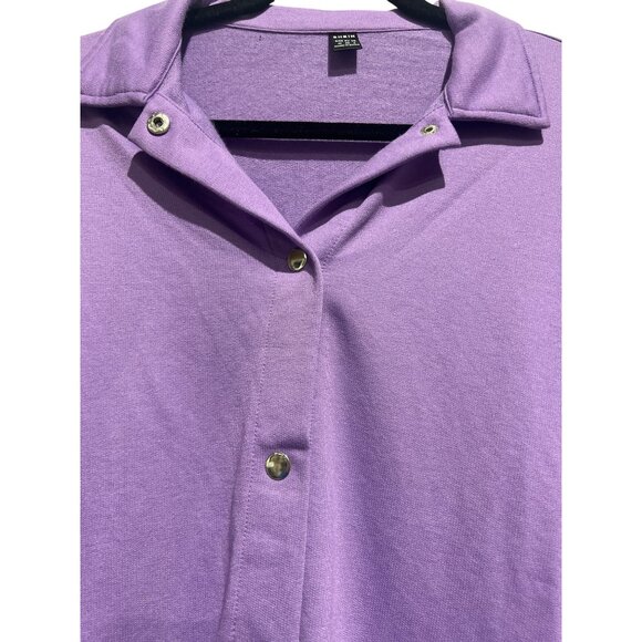 Shein Womens Long Sleeve Purple Shirt Button-Up Collar Size M - Picture 4 of 7